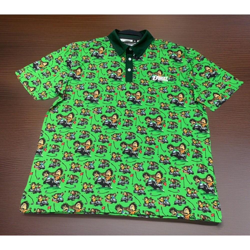 Unruly Outfitters Men’s Golf Polo Shirt’’Drunken Carts’’Pattern Size XL